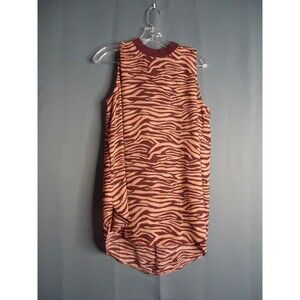 Loft Outlet Halter Tank Top Flowing Tunic Red Zebra Stripe Quarter Zip Size Med